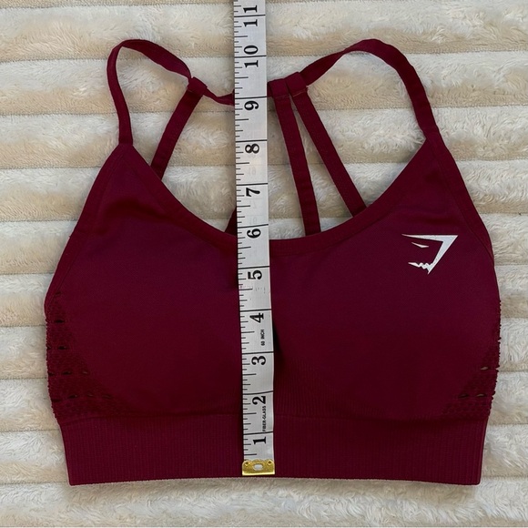 GYMSHARK Sports Bra Burgundy with Strappy Back XXS - Picture 8 of 8